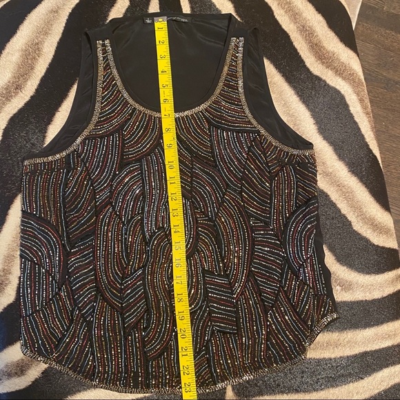Anthropologie black multi color beaded top small - Picture 5 of 7